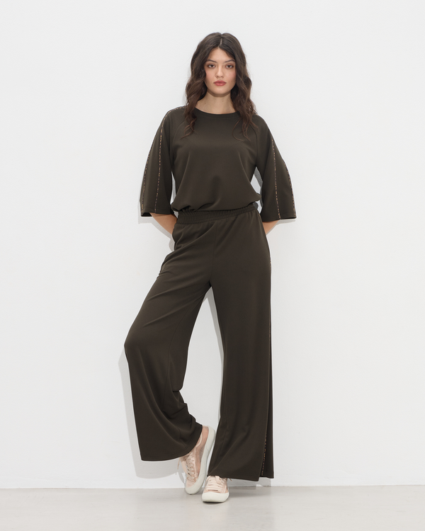 Παντελόνα wide leg με λεοπάρ ρέλι
