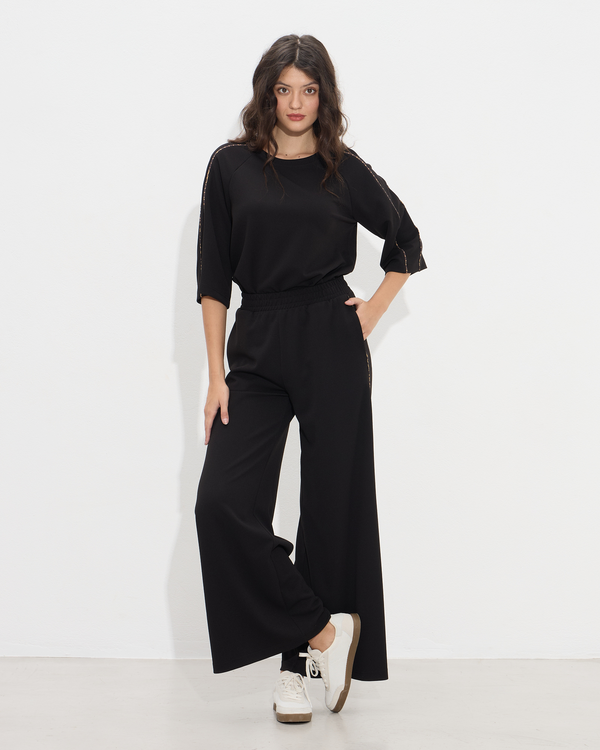 Παντελόνα wide leg με λεοπάρ ρέλι