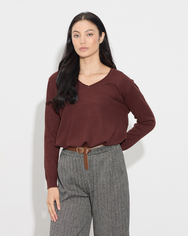 Μπλούζα πλεκτή με V λαιμόκοψη