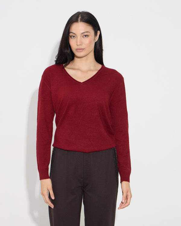 Μπλούζα πλεκτή με V λαιμόκοψη